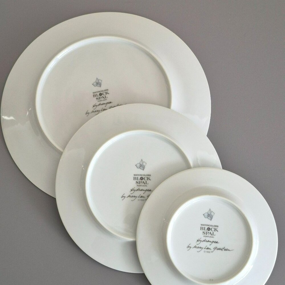 Vintage Block Spal Hydrangea Dinner, Salad & Bread Plate Set of 3, Cottagecore - Picture 6 of 7